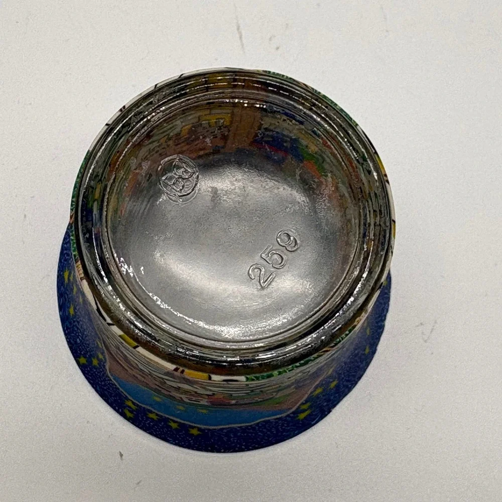 Hellmann Versand Leuchtglas Hand Painted Glass Votive Candle Holder Village Sky